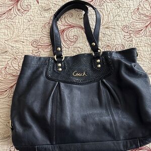 Coach Black Ashley Leather Tote with Gold Accents